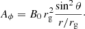 $$ \begin{aligned} A_{\phi }=B_0\,r_{\rm g}^2\frac{\sin ^2\theta }{r/r_{\rm g}}\cdot \end{aligned} $$