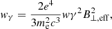 $$ \begin{aligned} { w}_{\gamma }=\frac{2e^4}{3m_{\rm e}^2c^3}{ w}\gamma ^2 B_{\perp ,\mathrm{eff} }^2, \end{aligned} $$