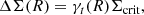 $$ \begin{aligned} \Delta \Sigma (R)=\gamma _t(R)\Sigma _{\rm crit}, \end{aligned} $$