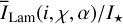 ${{{{\bar I}_{{\rm{Lam}}}}\left( {i,\chi ,\alpha } \right)} \mathord{\left/ {\vphantom {{{{\bar I}_{{\rm{Lam}}}}\left( {i,\chi ,\alpha } \right)} {{I_ \star }}}} \right. \kern-\nulldelimiterspace} {{I_ \star }}}$