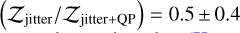 $\left( {{Z_{{\rm{jitter}}}}/{Z_{{\rm{jitter + QP}}}}} \right) = 0.5 \pm 0.4$