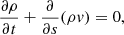 $$ \begin{aligned} \frac{\partial \rho }{\partial t}+\frac{\partial }{\partial s}(\rho { v})=0 , \end{aligned} $$