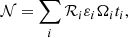$$ \begin{aligned} \mathcal{N} =\sum _i \mathcal{R} _i\varepsilon _i\Omega _i t_i, \end{aligned} $$