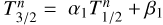 $T_{3/2}^n\, = \,{\alpha _1}T_{1/2}^n\, + \,{\beta _1},$