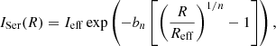 $$ \begin{aligned} I_{\mathrm{Ser}} (R) = I_{\mathrm{eff}} \exp \left( -b_n \left[\left(\frac{R}{R_{\mathrm{eff}} }\right)^{1/n} -1\right]\right), \end{aligned} $$