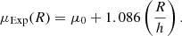 $$ \begin{aligned} \mu _{\mathrm{Exp}} (R) = \mu _0 + 1.086\left(\frac{R}{h}\right). \end{aligned} $$