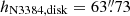 $ h_{\mathrm{N3384,disk}} = 63{{\overset{\prime\prime}{.}}}73 $