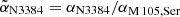 $ \tilde{\alpha}_{\mathrm{N3384}} = \alpha_{\mathrm{N3384}}/\alpha_{\mathrm{M\,105,Ser}} $