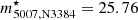 $ m^{\star}_{5007, \mathrm{N3384}} = 25.76 $