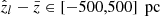 $ \hat{z}_l-\bar{z} \in [-500,500]\,{\text{ pc}} $