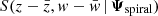 $ S(z-\bar{z},w-\bar{w}\,|\,{\boldsymbol{\Psi}}_\text{spiral}) $