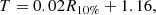 $$ \begin{aligned} T=0.02R_{10\%}+1.16, \end{aligned} $$