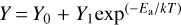 $Y = {Y_0} + {Y_1}{\exp ^{\left( { - {E_a}/kT} \right)}}$