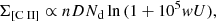 $$ \begin{aligned} \Sigma _{\rm [{\text{C}}{\small {{\text{ II}}}}]} \propto n D N_{\rm d} \ln {(1+ 10^5 { w} U)}, \end{aligned} $$