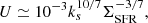 $$ \begin{aligned} U \simeq 10^{-3} k_s^{10/7} \Sigma _{\rm SFR}^{-3/7}, \end{aligned} $$
