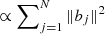 $ \propto \sum\nolimits_{j=1}^N\|b_j\|^2 $
