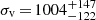 $ \sigma_{\mathrm{v}}\,{=}\,1004_{-122}^{+147} $