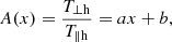 $$ \begin{aligned} A(x) = \frac{T_{\rm {\perp } h}}{T_{\rm {\parallel } h}} = a x + b, \end{aligned} $$