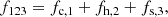 $$ \begin{aligned} f_{123} = f_{\rm c,1} + f_{\rm h,2} + f_{\rm s,3}, \end{aligned} $$