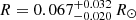 $ R = 0.067 ^{+0.032}_{-0.020}\,R_\odot $