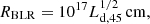 $$ \begin{aligned} R_{\rm BLR} = 10^{17} L_{\rm d, 45}^{1/2} \,\mathrm{cm,} \end{aligned} $$