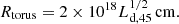 $$ \begin{aligned} R_{\rm torus} = 2\times 10^{18} L_{\rm d, 45}^{1/2} \, \mathrm{cm.} \end{aligned} $$