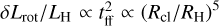 $\delta {L_{{\rm{rot}}}}/{L_{\rm{H}}} \propto t_{{\rm{ff}}}^2 \propto {\left( {{R_{{\rm{cl}}}}/{R_{\rm{H}}}} \right)^5}$
