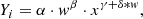 $$ \begin{aligned} Y_{i} = \alpha \cdot { w}^\beta \cdot x^{\gamma + \delta *{ w}}, \end{aligned} $$