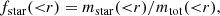 $$ \begin{aligned}&f_{\rm star}({<}r) = m_{\rm star}({<}r)/m_{\rm tot}({ < }r), \end{aligned} $$