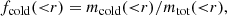 $$ \begin{aligned}&f_{\rm cold}({<}r) = m_{\rm cold}({<}r)/m_{\rm tot}({ < }r), \end{aligned} $$
