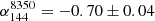 $ \alpha_{144}^{8350} = -0.70 \pm 0.04 $