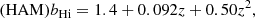 $$ \begin{aligned} (\mathrm{HAM}) b_{\rm H {i}} = 1.4 + 0.092z + 0.50z^{2}, \end{aligned} $$