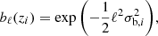 $$ \begin{aligned} b_\ell (z_i) = \exp {\left(-\frac{1}{2}\ell ^2\sigma _{\mathrm{b},i}^2\right)}, \end{aligned} $$