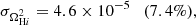 $$ \begin{aligned} \sigma _{\Omega _{\mathrm{H}i }^2}&= 4.6\times 10^{-5} \quad (7.4\%), \end{aligned} $$
