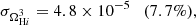 $$ \begin{aligned} \sigma _{\Omega _{\mathrm{H}i }^3}&= 4.8\times 10^{-5} \quad (7.7\%), \end{aligned} $$
