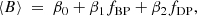 $$ \begin{aligned} \langle B \rangle \ =\ \beta _{0} + \beta _{1}f_{\rm BP} + \beta _{2}f_{\rm DP}, \end{aligned} $$