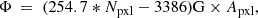 $$ \begin{aligned} {\Phi }\ =\ (254.7*N_{\mathrm{pxl} } - 3386)\mathrm{G} \times {A_{\rm pxl}}, \\ \end{aligned} $$