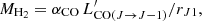 $$ \begin{aligned} {M_{\rm H_2} = \alpha _{\rm CO} \, L^\prime _{\mathrm{CO}(J \rightarrow J-1)} / r_{J1}}, \end{aligned} $$