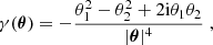 $$ \begin{aligned} \gamma ({\boldsymbol{\theta }})=-{\theta _1^2-\theta _2^2+2\mathrm{i}\theta _1\theta _2 \over | {\boldsymbol{\theta }} |^4}\;, \end{aligned} $$