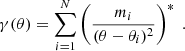 $$ \begin{aligned} \gamma (\theta )=\sum _{i=1}^N \left(m_i\over (\theta -\theta _i)^2\right)^*\;. \end{aligned} $$