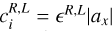$c_i^{R,L} = {^{R,L}}\left| {{a_x}} \right|$