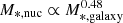 $ M_{\mathrm{*,nuc}} \propto M_{\mathrm{*,galaxy}}^{0.48} $