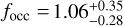 ${f_{{\rm{occ}}}} = 1.06_{ - 0.28}^{ + 0.35}$
