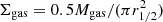 $ {\Sigma_{\rm gas}} = 0.5M_{\rm gas}/(\pi r_{\rm 1/2}^2) $