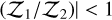$\ln \left( {{{{Z_1}} \mathord{\left/ {\vphantom {{{Z_1}} {{Z_2}}}} \right. \kern-\nulldelimiterspace} {{Z_2}}}} \right) < 1$