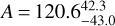 $A = 120.6_{ - 43.0}^{42.3}$