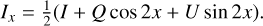$ {I_x} = {1 \over 2}\left( {I + Q\cos 2x + U\sin 2x} \right). $