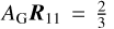 ${A_{\rm{G}}}{{\bf{R}}_{11}} = {\textstyle{2 \over 3}}$