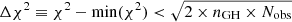 $ \Delta\chi^2 \equiv \chi^2- \min(\chi^2) < \sqrt{2 \times n_{\mathrm{GH}} \times N_{\mathrm{obs}}} $