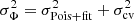 $ \sigma_{\Phi}^2 = \sigma_{\rm Pois + fit}^2 + \sigma_{\rm cv}^2 $